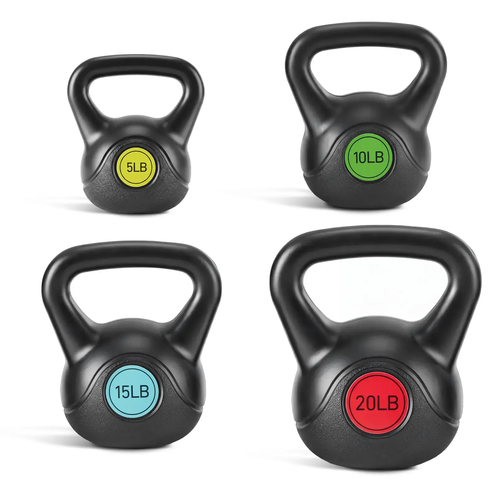 Sweetcrispy Vinyl Coated Cast Iron Kettlebell Set - 3-Pack (5 lb/10 lb/15 lb Black), Ergonomic Handle, Flat Base for Home Gym Sports Strength Training, Enhanced Stability, Reduce Noise, Black-5 Lb/10 Lb/15 Lb-3 Pack