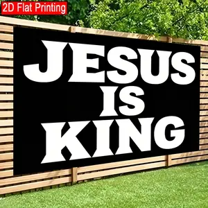 2D Flat Backdrop banner JESUS IS KING (2) Decoration for Living Room, Bedroom, Office, Birthday Anniversary, and Home Decor & Party Photo Backdrop Easy Hanging for Outdoor Indoor