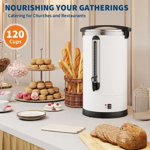 120-Cup 18L Commercial Coffee Urn, Double Wall 304 Stainless Steel Electric Hot Beverage Dispenser, Fast Brewing Water Boiler & Warmer with Drip-Free Spigot for Catering Church Office Wedding Events
