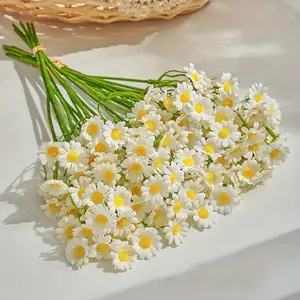 6-Stem / 60-Bloom Artificial Daisy Bouquet — White & Yellow Faux Flowers, Ideal for Valentine's Day, Mother's Day, Easter, Wedding Season, DIY Home Decor, and Holiday Floral Arrangements | Decorative Daisy Bouquet, Autumn Decor, Fall