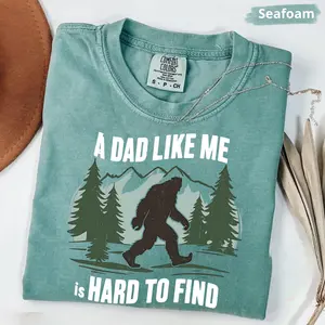 Comfort Colors Retro Funny Bigfoot Dad T Shirt, Funny A Dad Like Me Is Hard To Find T-Shirt, Popular Fathers Day TShirt, Fathers Day Gift, Cool Dad Gift Graphic Tee