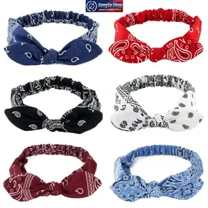 Women’s 6-Pack Assorted Headband Set, Rabbit Ear Knot Wide Elastic Hair Accessories, Soft Stretch Flexible Wire Headbands for Hairstyling, Daily Casual Wear, Makeup, Workout, Travel and Fashion Outfit Styling Accessories