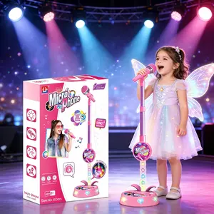 Portable Colorful LED Light Karaoke Microphone Toy – Built-in music + Bluetooth connectivity! Boosts your child's happiness and confidence, letting them feel like a pop star anytime, anywhere! Perfect birthday, Christmas, and Easter gift for kids ages 3-8