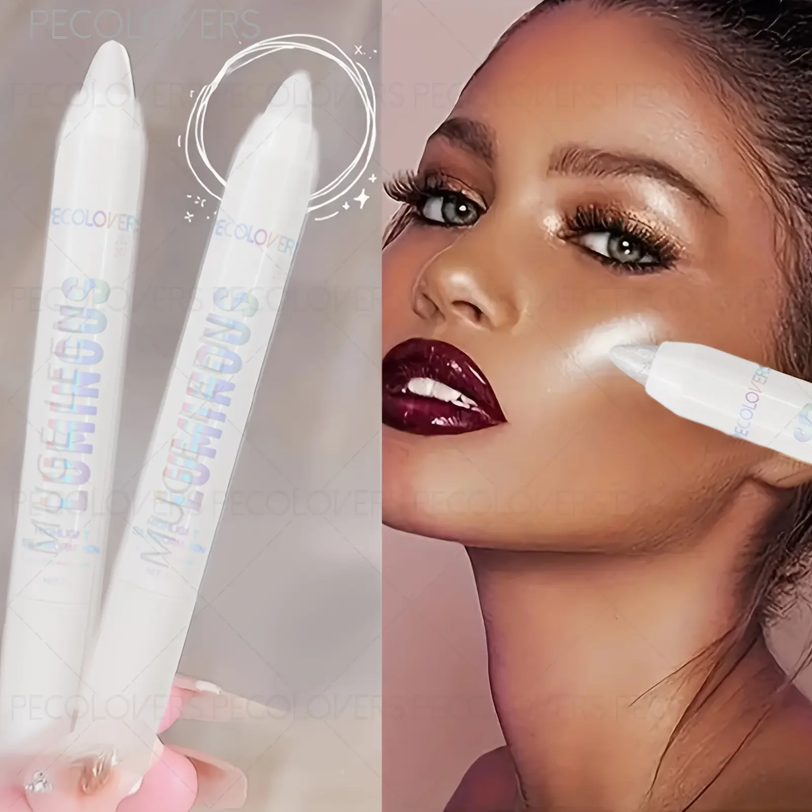 1 Pcs Multi-use Highlighter Pencil Eyeshadow Stick, Brightening Eye Cheek Lip Lying Silkworm, Created Shiny Eye-catching Water Gloss Makeup Look, Long-lasting Waterproof Highlighter Smooth Application
