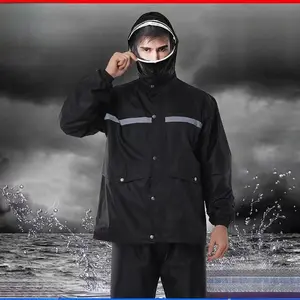 Two-piece raincoat for heavy rain, adult reflective raincoat, outdoor fashion, double-layered, suitable for cycling and outdoor work