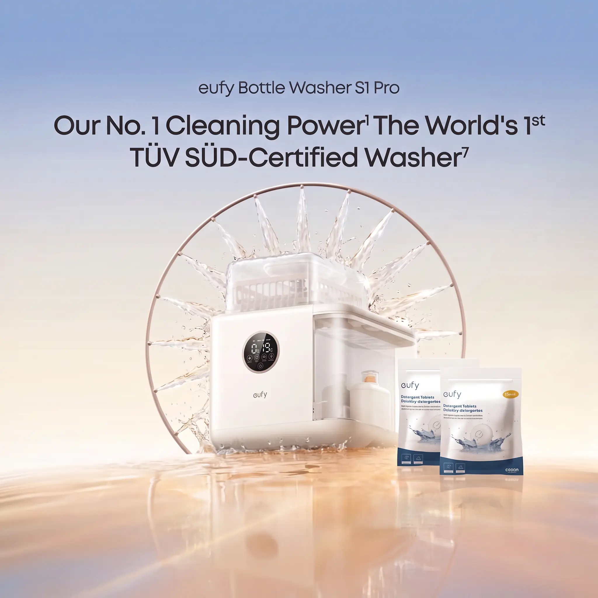 eufy Bottle Washer S1 Pro & Bottle Washer S1,  Built-in Water Softener, All-in-One 3D HydroBlast Washer, 212°F Steam Sterilizer & Thoroughly Fast Dryer, Largest 10-Bottle Capacity, Smart App Control, Hands-Free.FSA-HSA eligible.
