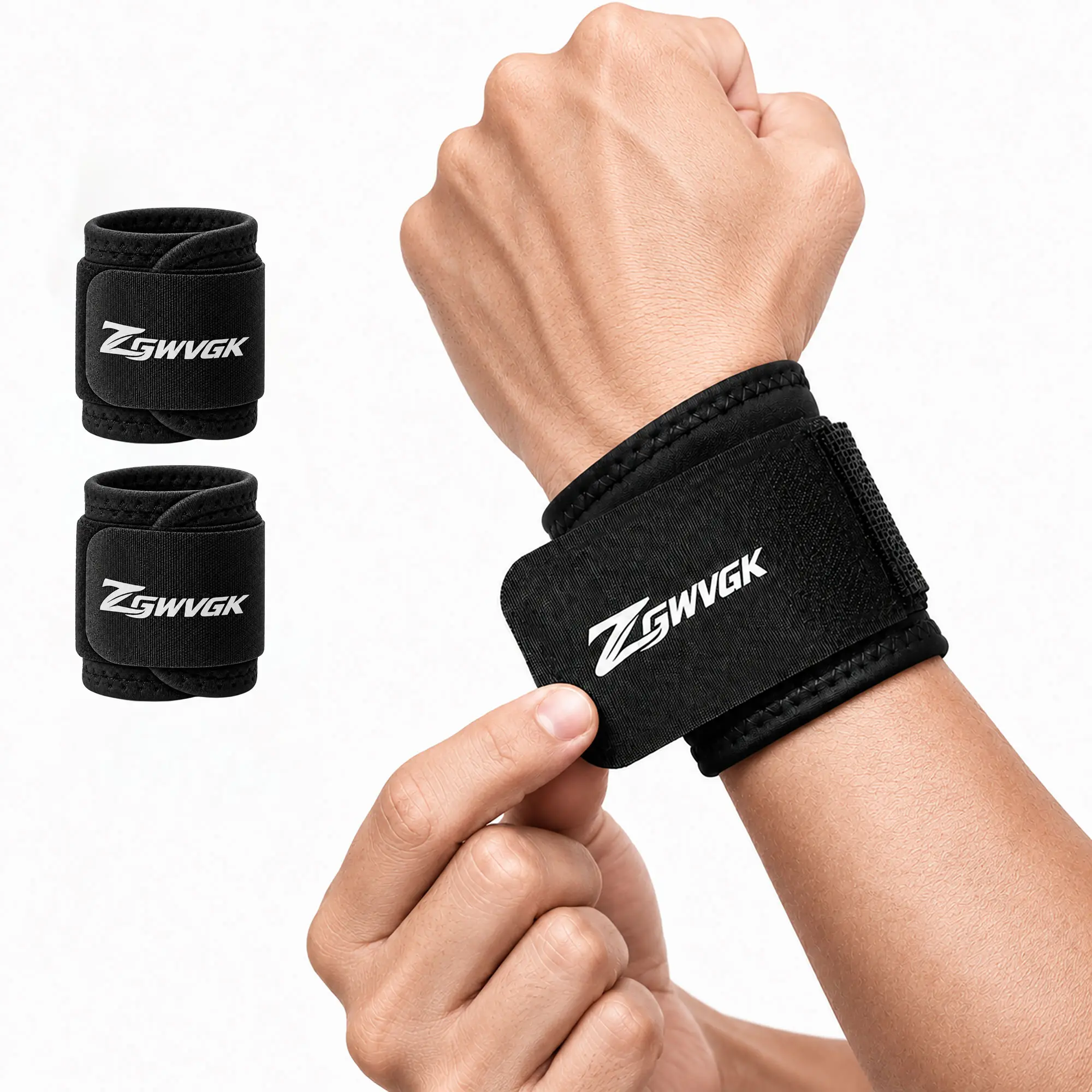 Unisex 2-Pack Neoprene Blend Dual-Straps Adjustable Breathable Neoprene Sports Wristbands - All-Season Joint Support for Weightlifting, Compression, Pain Relief, Carpal Tunnel, Flexible Elastic Comfort