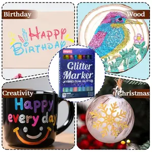 8PCS Invisible Ink Pen with Light Invisible Pen Magic Pen Highlighter Markers Funny Glitter Markers Pen, 16 Glitter Color Paint Pens Sparkly Metallic Shimmer Acrylic Marker Fine Point Water-based Ink for Kids Adults DIY Craft Greeting Birthday Cards