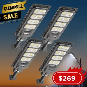 4 Pack 200W solar street lights 20000 lumens -Grey