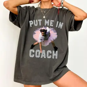 Comfort Colors Put Me In Coach Jim Carey Shirt Funny T-Shirt Gift for Him or Her Cotton Graphic Tee with Split Design, Casual Style, Short Sleeve