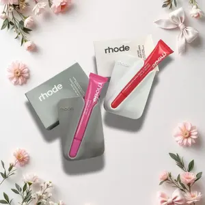 Trendy Rhode Style Lip Case Set, Soft Silicone Aesthetic Phone Cover, Trendy Phone Case Gift (random lipstick gift)