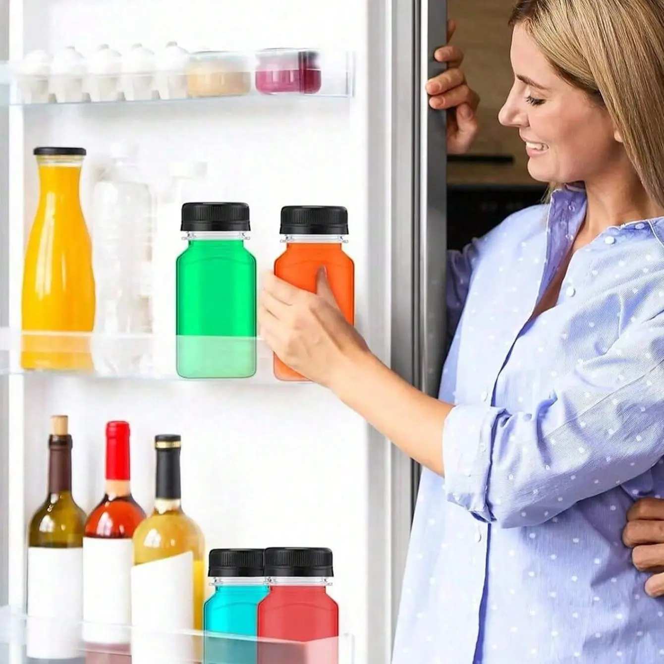 Mini Plastic Juice Bottles with Lid, Convenient Design, Versatile Usage, Reusable Drink Containers, Healthy Small Jars, Portable Storage for Blending, Smoothies, Tea Drinks