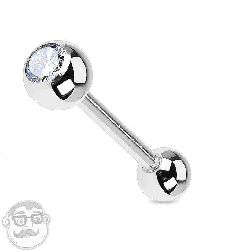 Internally Threaded Titanium Single CZ Barbell