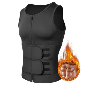 Men's sauna vest, double belt sauna vest, waist trainer, body shaping, breathable, sweat wicking, abdominal shaping vest, black S-3XLRAIMENTRY