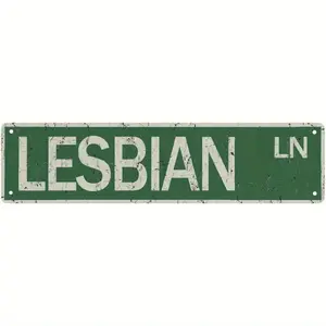 lRoad Sign Lesbian Ln Street Sign Vintage Funny Metal Tin Sign 4X16 Inch Wall Decorations