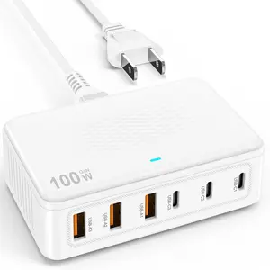 USB C  Charger Block, 100W GaN 6 Port PD USB C Wall  Station Hub, Type C Power Adapter Plug Cube Brick Box for   17 16 15 14 13 12 Pro Max,iPad, MacBook Pro/Air/,  Galaxy