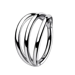 Open Stack Triple Hoop Hinged Segment Ring - G23 Implant Grade Titanium