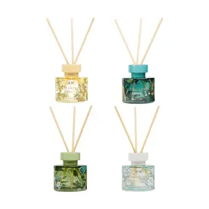 SONG CHAO 4-Bottle "Realm of Blossoms" Reed Diffuser Set - Gardenia Bloom, Spring Rain Green Tea, Osmanthus Grove, Moonlit Moss Scents - Flameless Aroma for Home, Office
