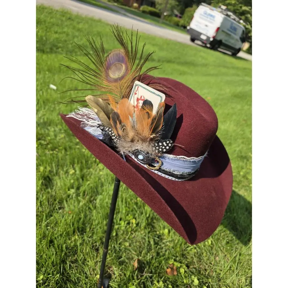 Burgundy Custom Cowboy Hat Handcrafted Vintage Detail