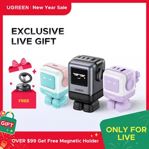 【LIVE ONLY】UGREEN Uno 100W/65W/30W/USB C Charger 3/4-Port Robot GaN Fast Charger PPS PD3.0 for iPhone 17 16 15 14 Pro Max, Galaxy S24/S23 Ultra, Fast Charge for Laptop Macbook Air-Black Friday Electronic Charging,TikTokShopHolidayHaul