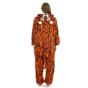 Soft Warm Winter Sleep Jumpsuit for Men Women Animal Onesie Brown Kigurumi Tiger Pijama Cosplay Adult One Piece Pyjama