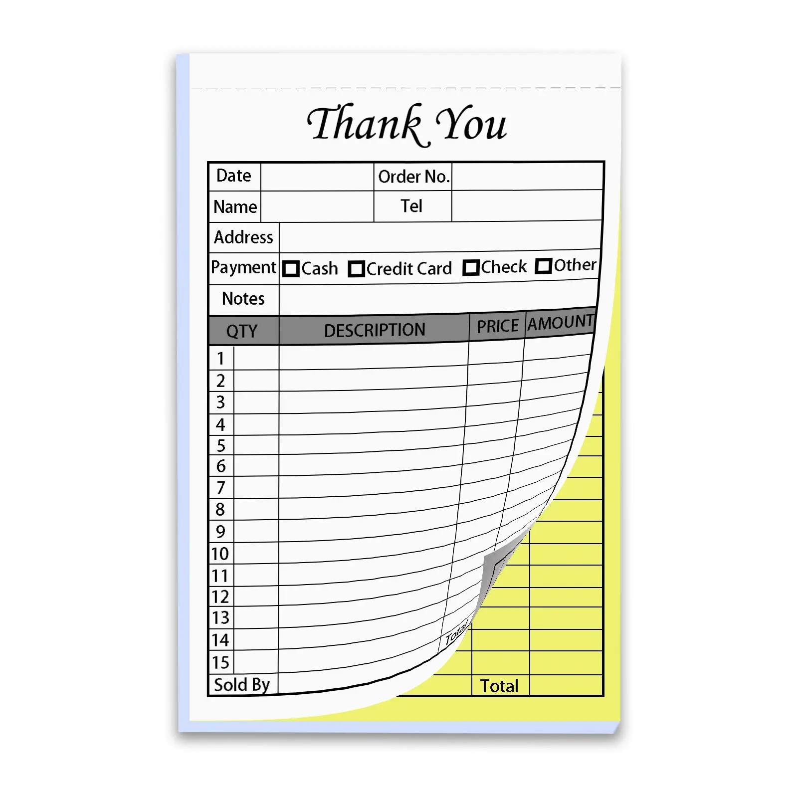 50 Sets Thank You Receipt Book with Carbonless Copies, 5.5 x 8.5 in Invoice Receipt Book for Small Business, Office Supplies