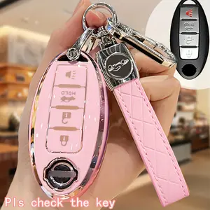 car bracket 4-Button Keychain Protective Cover for NISSAN/INFINITI - Soft TPU, Golden/Black/Silvery, Durable and Compact Gift