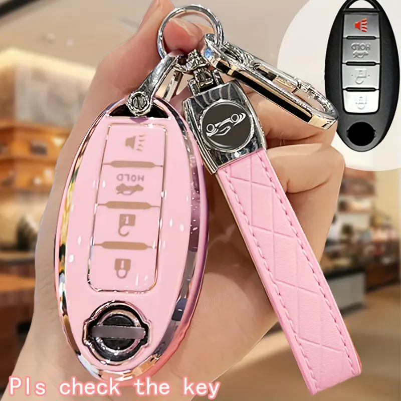 car bracket 4-Button Keychain Protective Cover for NISSAN/INFINITI - Soft TPU, Golden/Black/Silvery, Durable and Compact Gift
