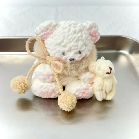 【Buy 3 Get 1 Free】White Scarf Bear Food-Grade Silicone Slow-Rising Squishies Toys, Soft Latex-Free Nitrosamine-Free Unisex Stress Relief Fidget Sensory Toy, Thick Creamy Slime Texture, Handmade Non-Toxic Squeeze-To-Calm Tool, Suitable for 12+ Years Above