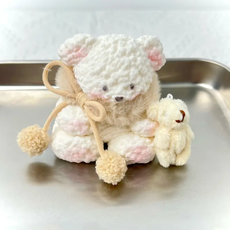 【Buy 3 Get 1 Free】White Scarf Bear Food-Grade Silicone Slow-Rising Squishies Toys, Soft Latex-Free Nitrosamine-Free Unisex Stress Relief Fidget Sensory Toy, Thick Creamy Slime Texture, Handmade Non-Toxic Squeeze-To-Calm Tool, Suitable for 12+ Years Above