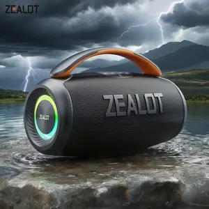 ZEALOT 60W Portable Bluetooth Subwoofer, Outdoor Bass Speaker with Handle, IPX6 Waterproof, RGB Rhythm Lights, 6000mAh Long Play, BT5.3/EQ/Wireless Tandem, Suitable for Home/Party/Pool