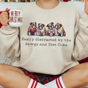 Easily Distracted By The Dawgs And Diet Coke Sweatshirt/Hoodie/T-Shirt, Funny Bulldog Soda Graphic Tee, Dog Lover Gift, For Men and For Women