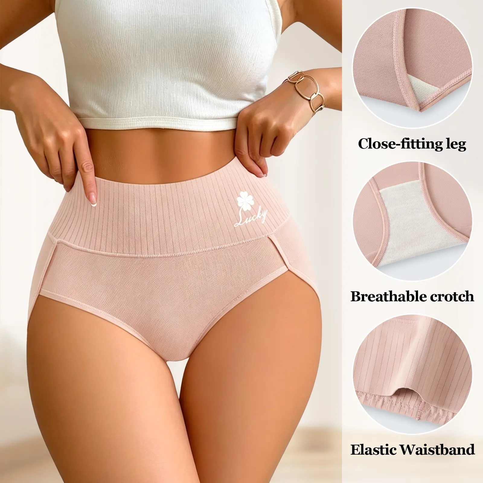 QUASTI Women's Mid-Rise Briefs, Wide Leg Underwear in Soft Fabric for Lady, Comfortable Waist Shaping & Foldable Design, 5/10 Pack S-XXL