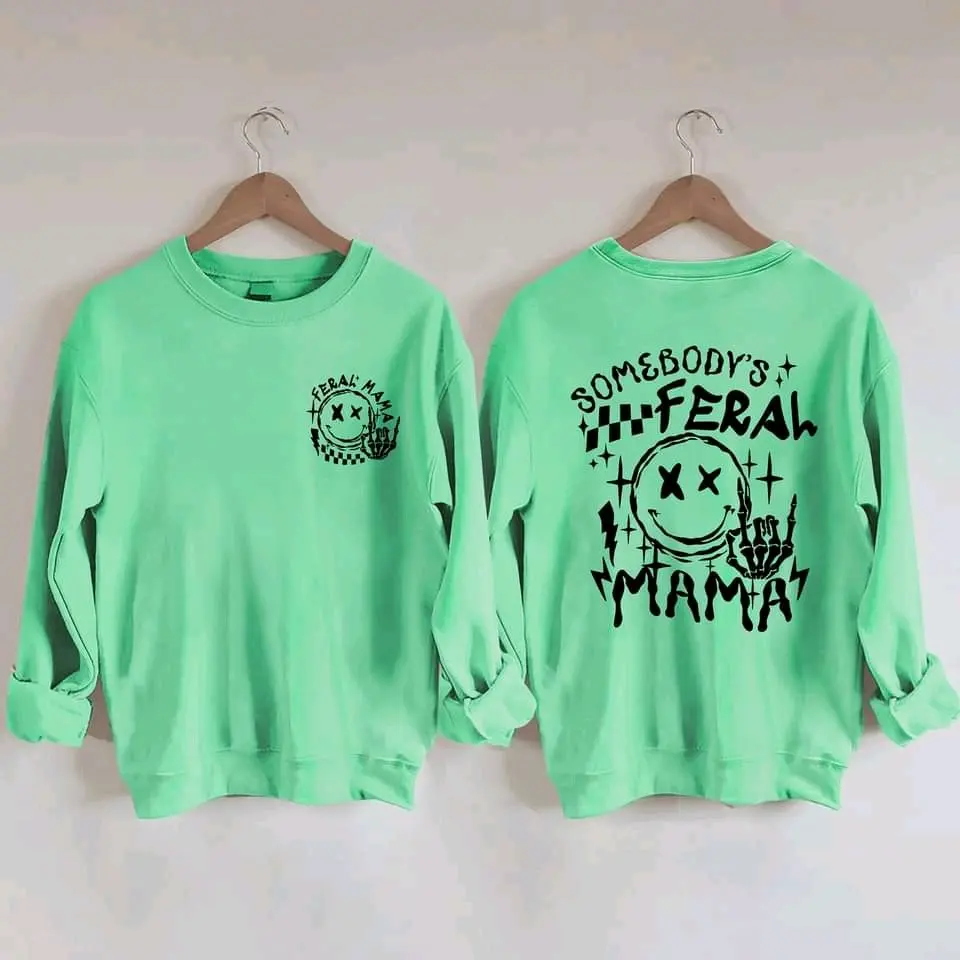 Feral Mama Graphic Sweatshirt Mint Green Mint Green Sweaters Tops Womenswear