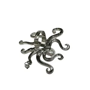 Giant Octopus Cocktail Ring Silver-Tone