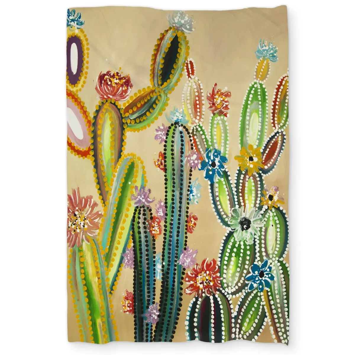 360 Stand Twin Size Boho Bed Set - Breathable Duvet Set with Decorative Duvet Cover, Desert Gems Cactus Exotic Design for Bedroom Home Decor (Model C1DCTSW042U7R2), Bedroom Bedding Set