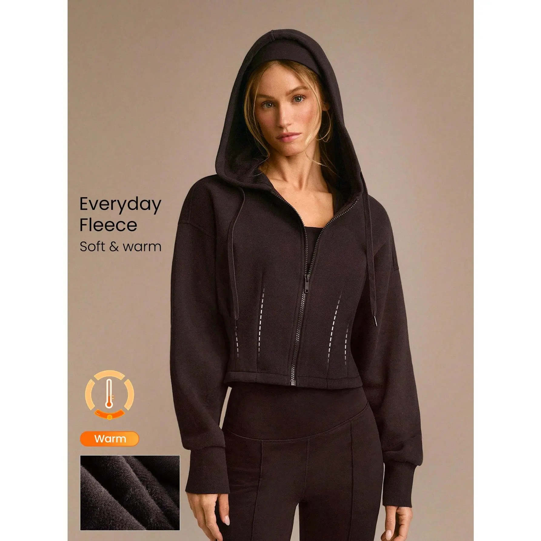 GLOWMODE Everyday Fleece Keep It Cozy Waist Length Hoodie Jacket Daily Casual Winter Warm GLOWMODE Everyday Fleece Keep It Cozy Waist Length Hoodie Jacket Daily Casual Winter Warm