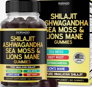 Shilajit Gummies with Sea Moss, Ashwagandha & Lions Mane - (Shilajit Supplement for Men & Women, Energy & Immunity Support ) Third Party Tested, Vegan Safe, NON GMO & Made in USA (60 Gummies)