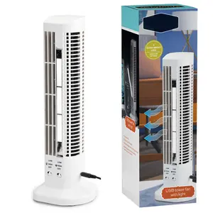 USB Tower Fan with Adjustable LED Light – Fan Breeze & Bright Light for Desk, Bedside, Office, Dorm Room – USB Powered, 2 Speed, 9 LEDs