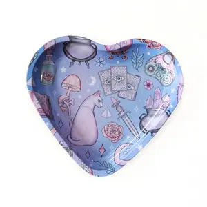 Blue Seeking Heart Shaped Rolling Tray