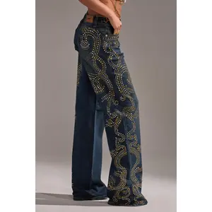 ZIGGY STUDDED WIDE LEG DENIM