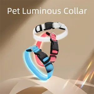 Pet Luminous Collar 2Pcs LED Light-Up Anti-Lost Night Light Collar Reflective Dog Neck Strap for Safe Nighttime Walking