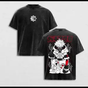 Men's Gachiakuta Tome Graphic T-Shirt, Stylish Vintage Washed Japanese Manga Top, Shortsleeve Streetwear for Valentine's Day