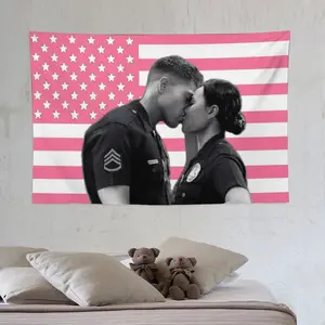 The Rookie protagonist Lucy Chen and Tim Bradford tapestry poster Eric Winter pink American flag background wall indoor room decoration