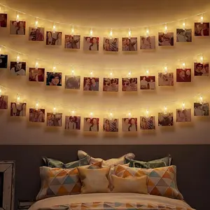 2m/3m/5m-10/20/50 LED glowing clips Party Lighting Decoration party birthday decoration perfect bedroom wall decoration wedding decoration hang photos for wall