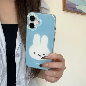 Double Layer Blue Bottom Miffy Phone Case for iPhone 17 Pro Max, 16 Pro Max, 15 Pro Max, 14 Pro, 13 Pro, Fashionable Women's Case