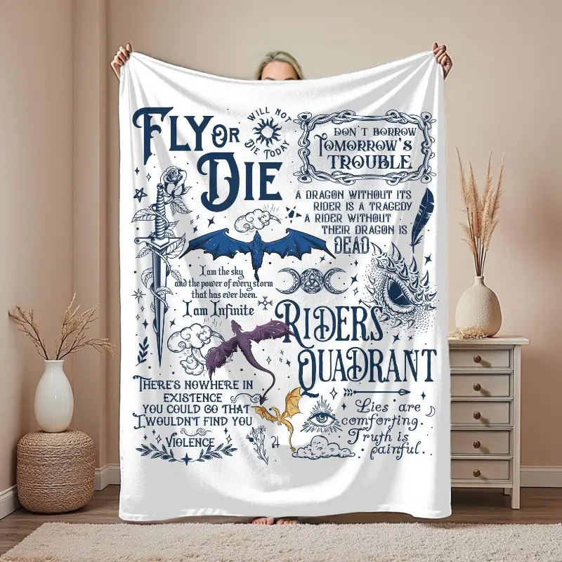 Fourth Wing Themed Blanket - Cozy Reading Nook Throw for Book Enthusiasts