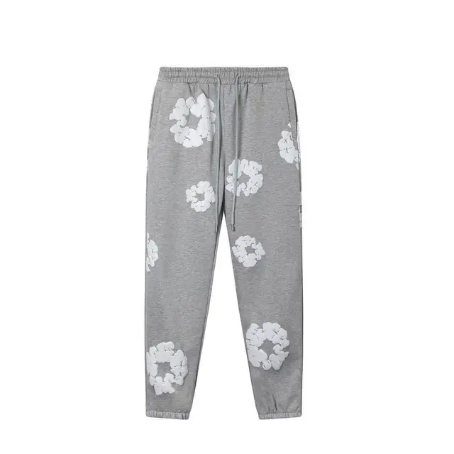 Grey sweatpants (white floral wreath)