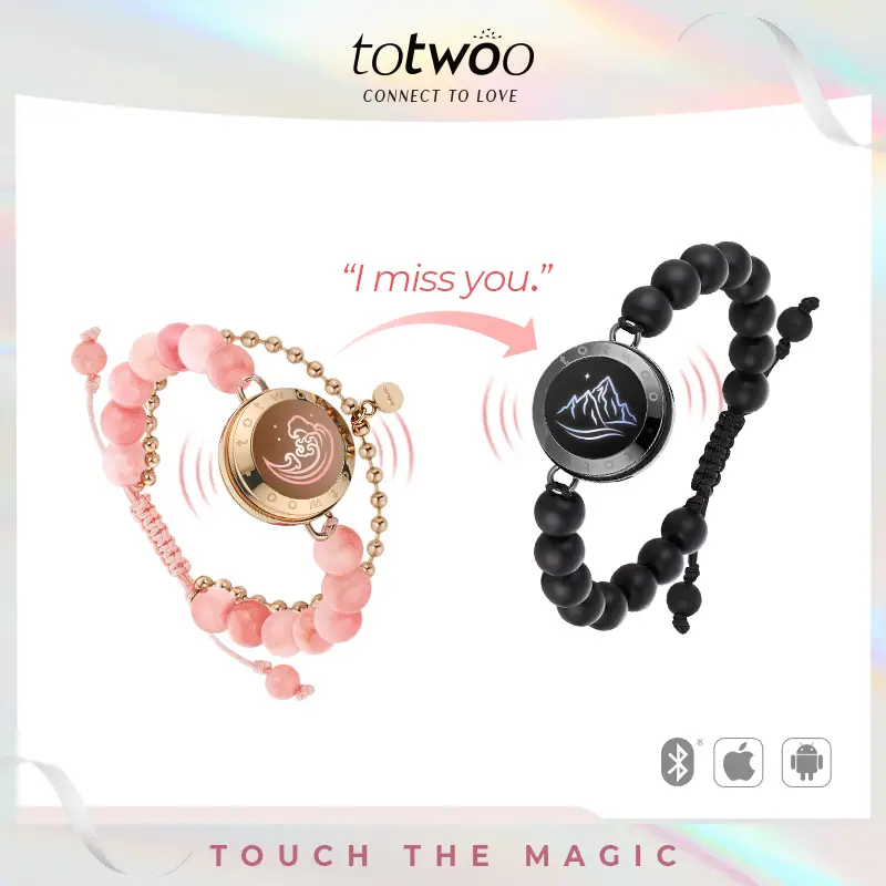 【Creative Gifts】totwoo Mountain&Sea Matching Beads Touch Bracelets Long Distance with Functional Love Connect Gift For Boyfriend or Girlfriend or you