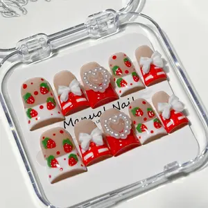 Vosplends 10PCS Sweet Princess Handmade y2k duckbill nails,acrylic press on nails,reusable nails,vampire jawns nails